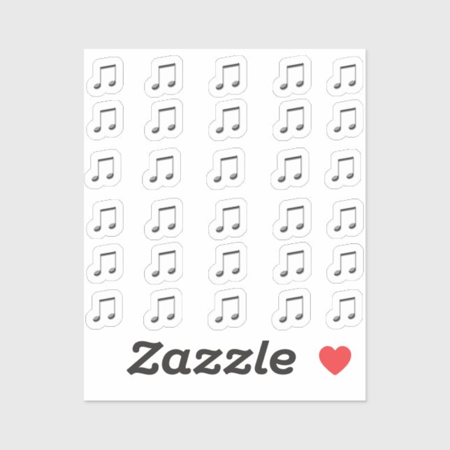30-Stickers Dark Silver Metallic 3D Music Notes  Sticker (Sheet)