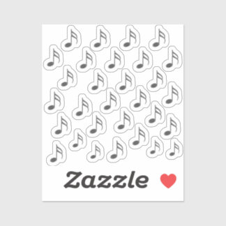 30-Stickers Dark Silver Metallic 3D Music Notes Sticker