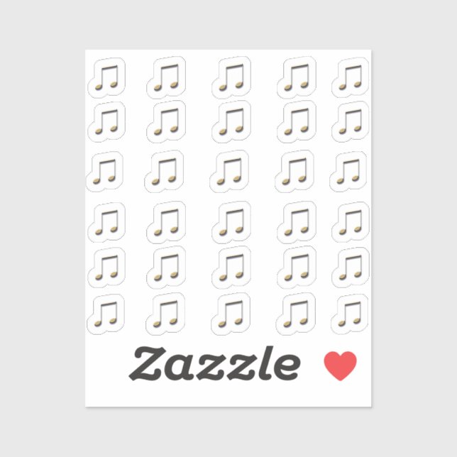 30-Stickers Metallic Gold 3D Music Double Notes  Sticker (Sheet)