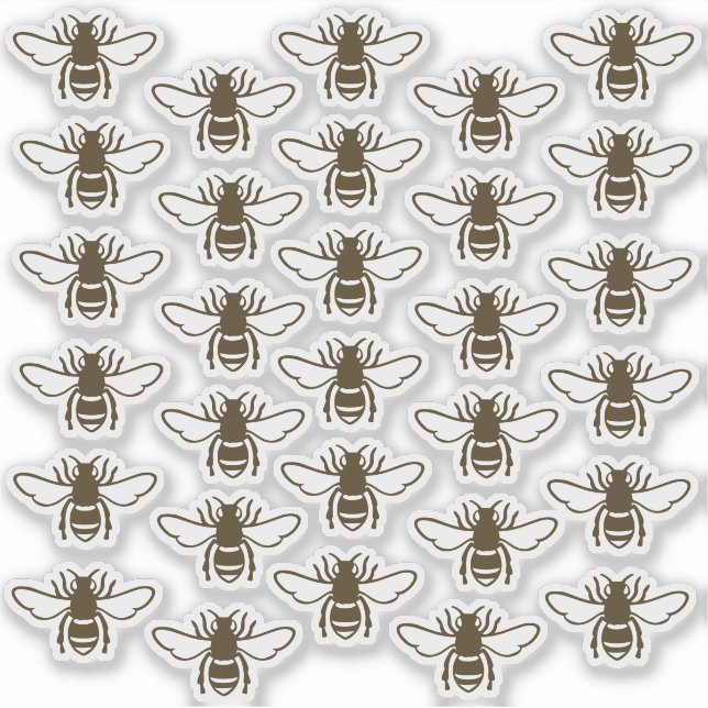 30 Stylized Honeybee Waterproof Transparent Apiary Sticker (Front)