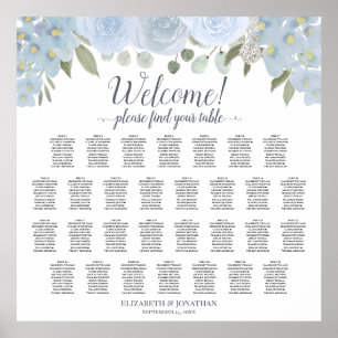 30 Table Dusty Blue Roses Boho Seating Chart