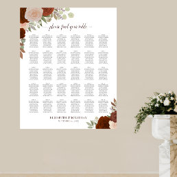 30 Table Rustic Fall Roses Wedding Seating Chart
