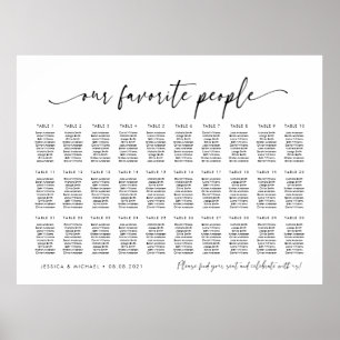 30 Tables Our Favorite People Seating Chart Plan