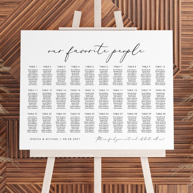 30 Tables Our Favorite People Seating Chart Plan (Creator Uploaded)