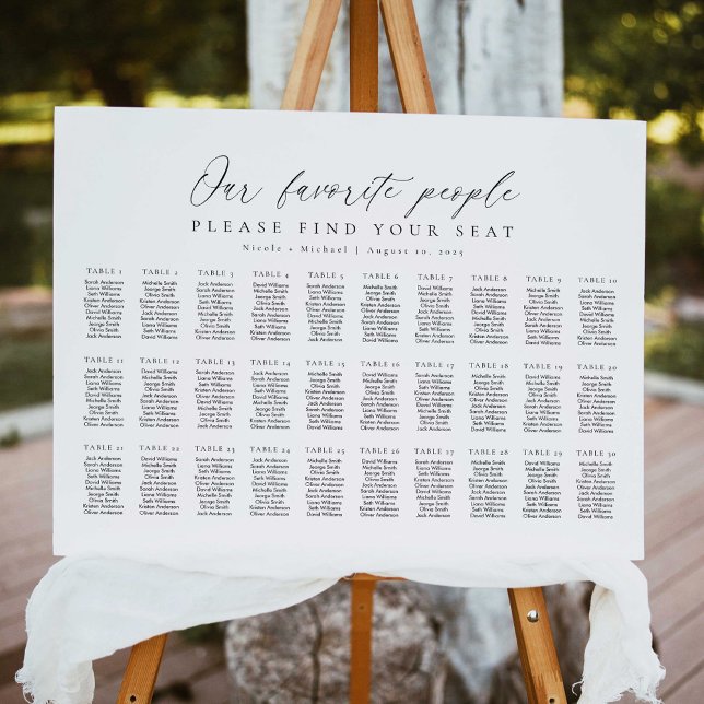 30 Tables Our Favorite People Seating Chart Plan (Creator Uploaded)