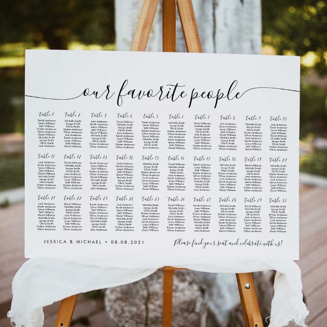 30 Tables Our Favorite People Seating Chart Plan Foam Board (Creator Uploaded)