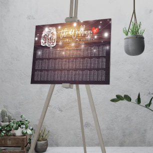 30+ Tables Wedding Seating Chart Mason Jar Lights