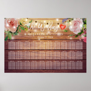 30+ Tables Wood Floral String Lights Seating Chart
