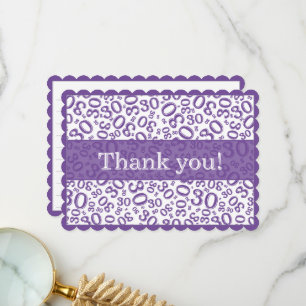 30 "Thank you!" Purple/White Number Pattern  Thank You Card