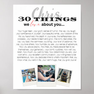 30 Things We Love 30th Birthday Poster