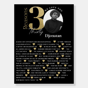 30 Things We Love About You Black Gold Board