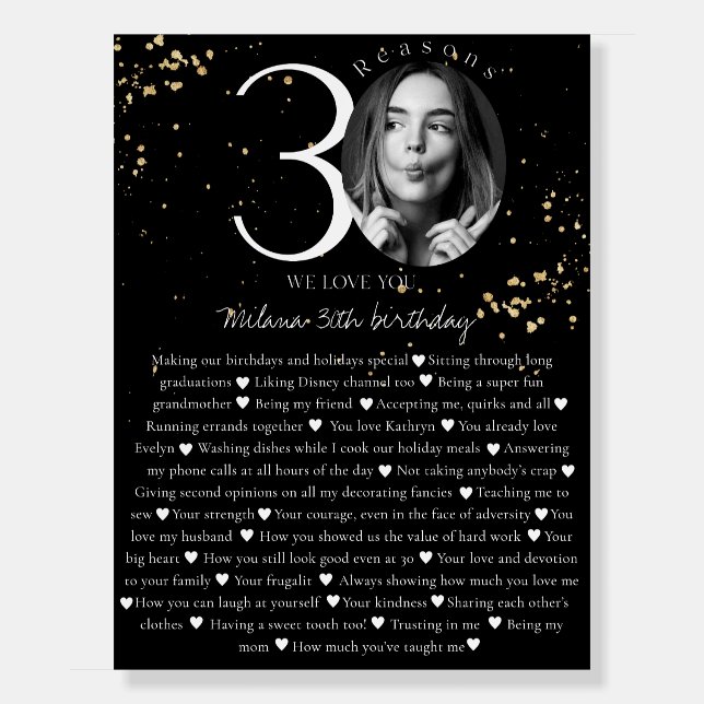 30 Things We Love About You Gold Black Board (Front)