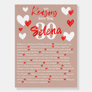 30 Things We Love About You Red Beige Board