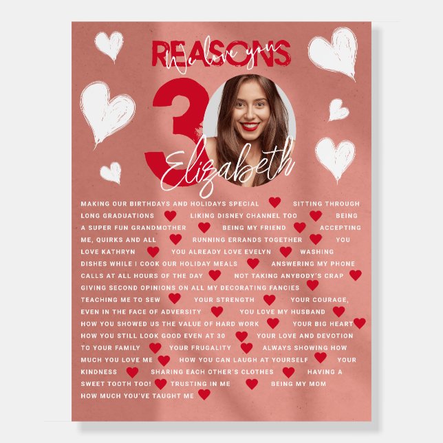 30 Things We Love About You Red Board (Front)