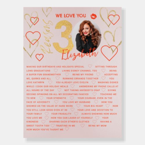 30 Things We Love About You Red Hearts Board
