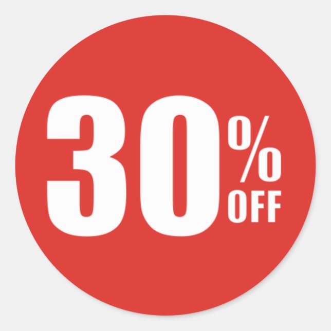30% Thirty Percent OFF Discount Sale Sticker (Front)