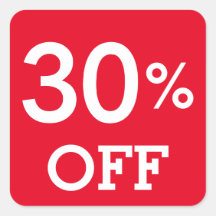 30% Thirty percent OFF discount sale white red