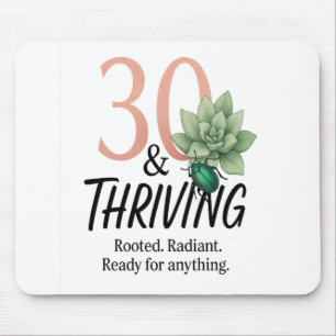 30 & Thriving – Succulent and Beetle Birthday Mouse Pad