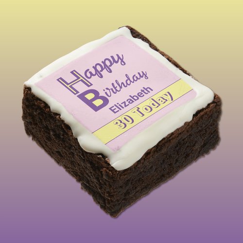 30 today add name purple pink birthday brownie