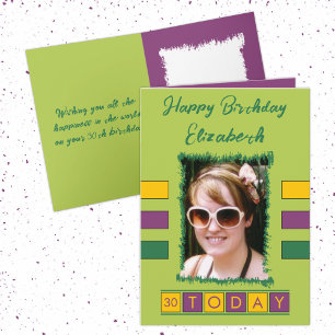 30 today add photo age name green birthday card