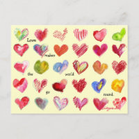 30 Valentine Hearts Postcard