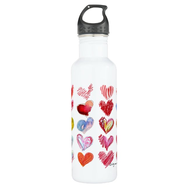 30 Valentine Love Hearts Water Water Bottle (Front)