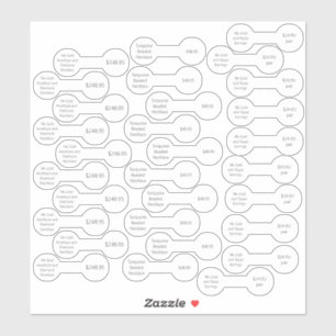 30 White Jewelry Price Tag Barbell Sticker Set