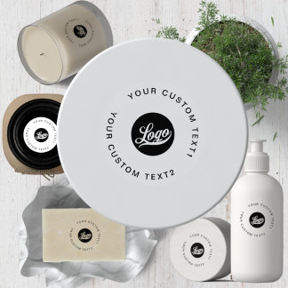 30 White or Clear 1.1" Waterproof Cosmetic Logo Sticker