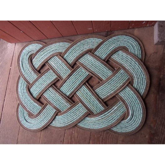 30" x 20" Green & Chocolate Beach Rope Rug (Top)