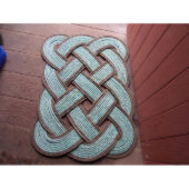30" x 20" Green & Chocolate Beach Rope Rug (Vertical)