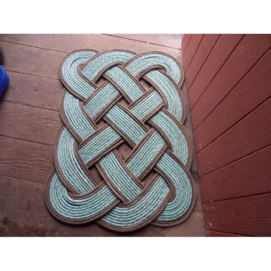 30" x 20" Green & Chocolate Beach Rope Rug (Vertical)