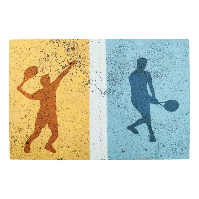 30'' x 20'' Tennis Players Silhouettes Metal Print (Front)