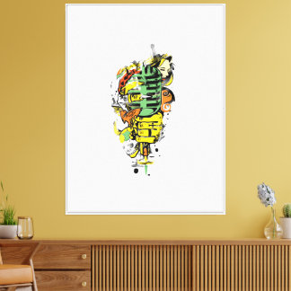 30" x 40" Microphone Vector Canvas Wall Art