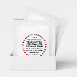 30 x BLACK TEA BAG Custom Wedding Favors Drink Mix