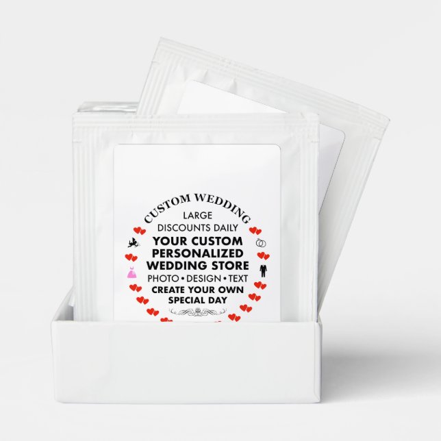 30 x BLACK TEA BAG Custom Wedding Favors Tea Bag Drink Mix (Pair)