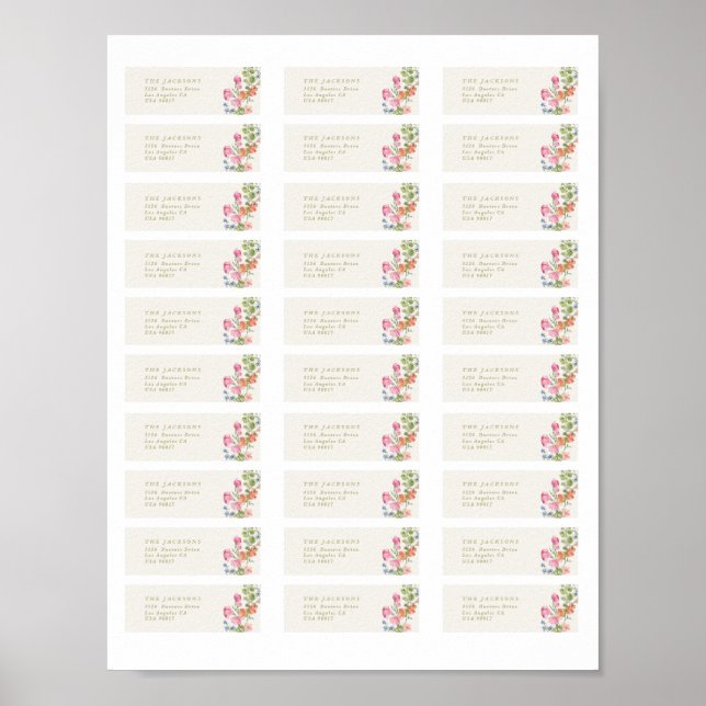 30 x Print at Home Spring floral Address Stickers (Front)