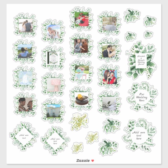 30 x WEDDING Journal Planner Greenery Photo Text Sticker (Sheet)