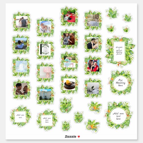 30 x WEDDING Journal Planner Tropical  Photo Text Sticker