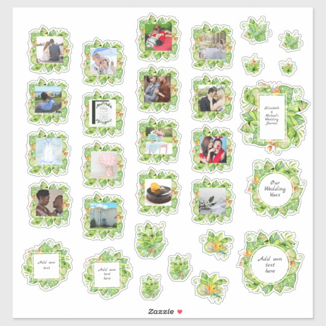30 x WEDDING Journal Planner Tropical  Photo Text Sticker (Sheet)