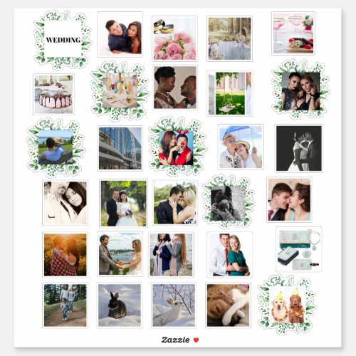 30 x WEDDING PHOTO Collage Journal Planner Leafs Sticker