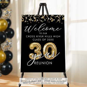30 Year Class Reunion Welcome Black Gold Balloons Foam Board