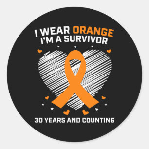 30 Year Leukemia Survivor Gifts Orange Cancer Free Classic Round Sticker