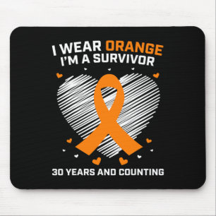 30 Year Leukemia Survivor Gifts Orange Cancer Free Mouse Pad