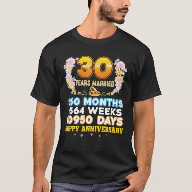 30 Year Married Happy 30Th Wedding Anniversary Cou T-Shirt (Front)