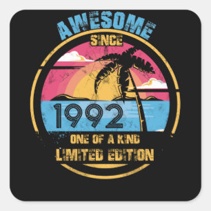 30 Year Old Awesome Since 1992 30th Birthday Square Sticker