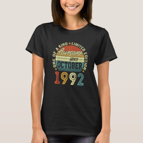 30 Year Old  Awesome Since October 1992 30th Birth T_Shirt