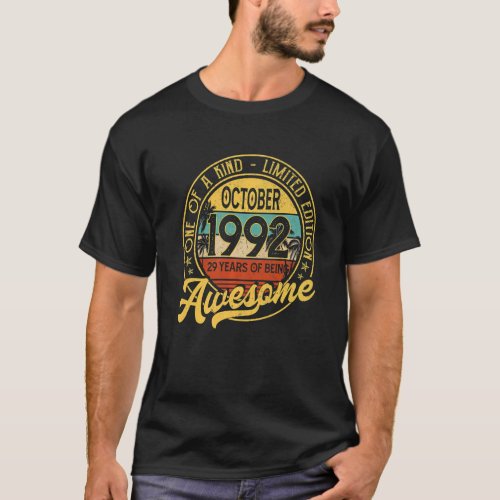 30 Year Old  Awesome Since October 1992 30th Birth T_Shirt