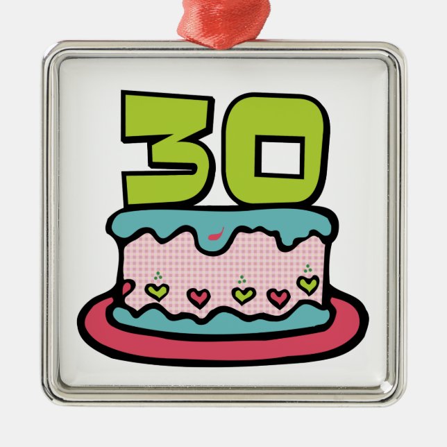 30 Year Old Birthday Cake Metal Ornament (Front)