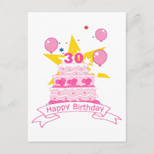 30 Year Old Birthday Cake Postcard