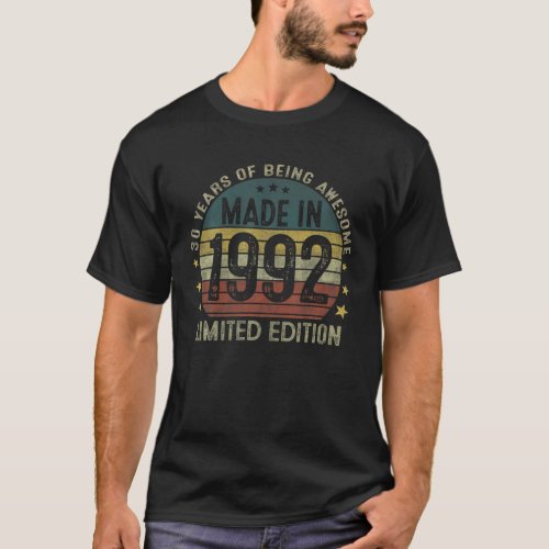 30 Year Old Gifts Made In 1992 Limited Edition 30T T_Shirt